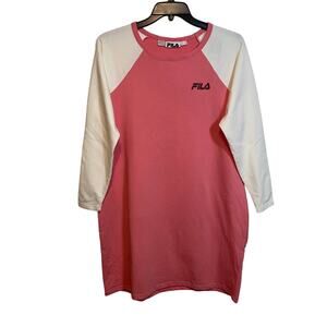 FILA Plus Size A Type Colorblocked Raglan-Sleeve Dress pink/white, 1X
